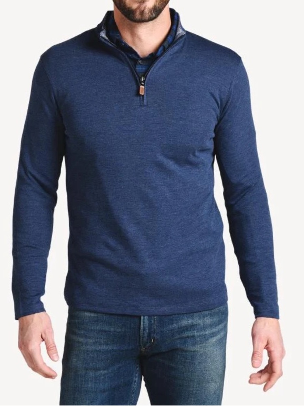 Mizzen+Main Mens Stanton Pullover Sweater Quarter Zip Blue XL